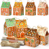 Zhanmai 48 Pcs Christmas Treat Boxes Candy Gingerbread House Mini Christmas Party Favor Box Small Paperboard Gift Container for 