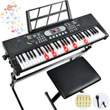 61-Key Lighted Keyboard Piano for Beginners, Electric Keyboard with Pitch Bend & Built-In Speakers, Teaching Mode, Portable Pian