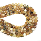 Malahill Gemstone Beads for Jewelry Making, Sold per Bag 5 Strands Inside, Yellow Opal 6mm