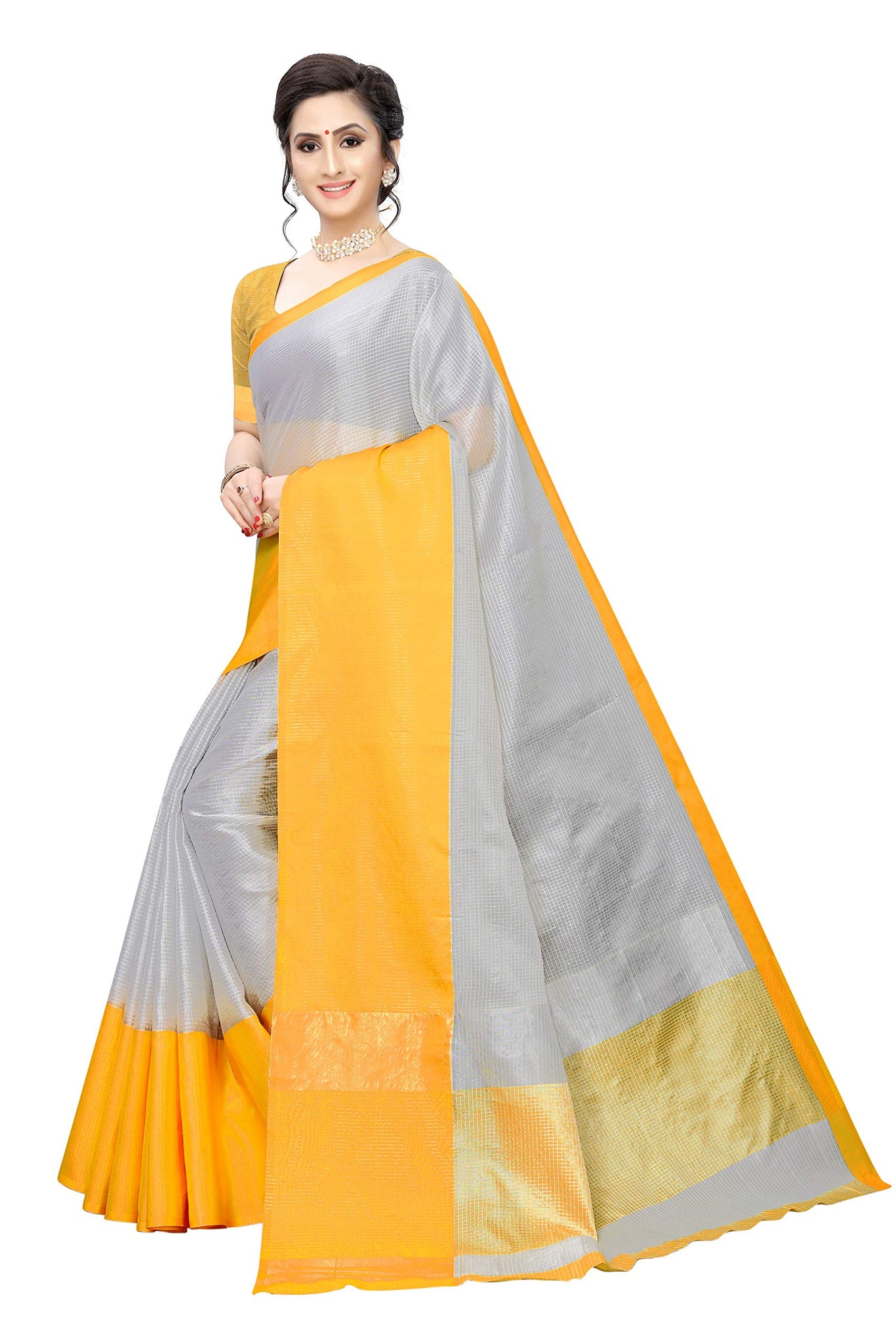 Gosriki Women'S Art Silk Saree (Ramsha-Yellow,Yellow,,B08374QYKZ