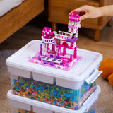 Citylife 17 QT Plastic Storage Box with Building Baseplate Lid and Removable Tray Craft Organizers and Storage Clear Storage Con
