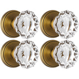 SHINY HANDLES 4 Pack Crystal Dummy Door Knob, Antique Brass Glass Dummy Door Knobs for Hall and Closet, Non-Turning Single Side