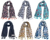 Fusfus WomenS Printed Chiffon Scarves And Stoles, Free Size(Multicolour, Fs2000) Pack Of 6 (Multicolor3)
