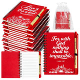 Succwoah 90 Pcs/30 Set Christian Gifts Bulk Prayer Journal Spiral Red Notebooks, Inspirational Notepad with Bible Verse Pen & Or