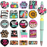 20Pcs Mama Silicone Focal Beads Bulk for Pens Mom Club Silicone Beads Focal for Beaded Pen Keychain Bracelet Making