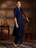 Libas Women'S Silk Blend Kurta Set (39041_Navy Blue Navy Blue S