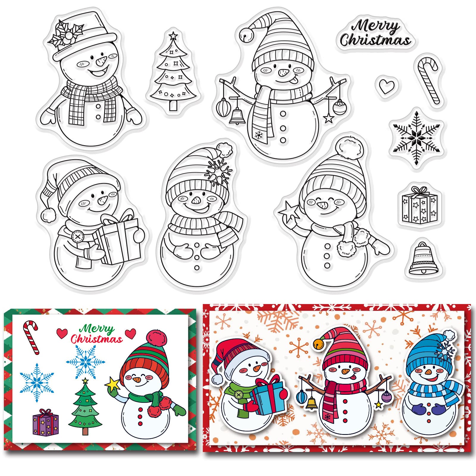 CRASPIRE Clear Silicone Stamps Christmas Snowman Clear Stamps Vintage Transparent Silicone Rubber Scrapbooking for Card Making D