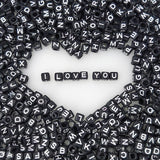 10mm Big Large Alphabet Letter Beads Cube Acrylic (Black, 300+ Pcs)