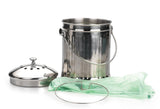 Rsvp International Kitchen Collection Compost Pail, Dishwasher Safe, 1 Gallon Capacity, Stainless Steel