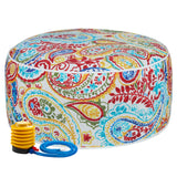 FUNHOME Inflatable Outdoor Ottoman with Air Pump,20x9 Portable Patio Pouf,Water Resistant,Fade-Resistant,Round Blow Up Footrest 