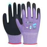 HPHST Work Gloves for Women, Eco Friendly Safety Work Gloves with Breathable Rubber Coated, Smart Touch,3 Pairs (Purple) (XS)