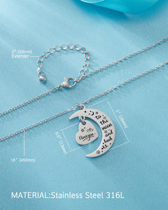 HOFOYA I Love You To The Moon And Back Stainless Steel Chain Necklace Jewelry Gifts for Mom Auntie Sister Daughter Grandma,Birth
