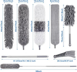 wlich 9PCS Dusters for Cleaning,Extendable Microfiber Duster with Extension Pole Up to 100'',Bendable Washable and Reusable Dusters Kit for Ceiling Fans, High Ceilings,Blinds,Furniture and Cars