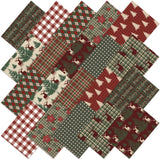 Hahafelt 10 Pcs Christmas Woodland Quilting Fabric 18 x 22 Inch Vintage Christmas Fabric Bundles Homespun Rustic Precut Reindeer