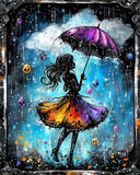 Ohhvvow Diamond Painting Kits for Adults - 5D DIY Girl Dancing in The Rain Diamond Art Craft with Round Resin Diamonds, Complete