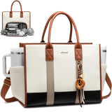 LOVEVOOK Work Tote Bag with Lunch Compartment with Giant Tumbler Holder,15.6 Inch Waterproof 3 in 1 Lunch Bag Women Men Laptop B