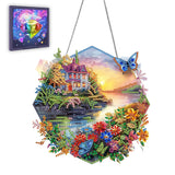 Ginfonr Diamond Painting Kits Hanging Pendant, Landscape Diamond Art Kits for Adults, Special Shaped Rhinestone Butterflies Diam