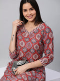 Anni Designer Women'S Cotton Blend Straight Floral Printed Kurta And Pant (Priyani Red-Sm_S_Red_Small),Red,S,,,