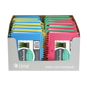 C-Line Spiral Bound Index Card Notebook With Tabs, Includes 60 Ruled 3 X 5 Inches Index Cards, Pack Of 24 Notebooks, Assorted Co