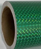 Roll of Prism Sign Vinyl, Holographic 1/4'' Mosaic, Self-Adhesive (24 inch x 30 feet, Green)