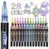Outline Shimmer Markers, Christmas Stocking Stuffers for Tween Teen Girls Gifts Trendy Stuff, 28 Glitter Metallic Gel Pens Color