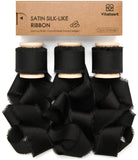 Vitalizart Black Silk Satin Ribbon 1 Inch x 15 Yard Wooden Spool Handmade Frayed Ribbon for Gift Wrapping Baby Shower Wedding Br