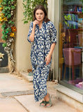 Gosriki Women'S Cotton Blend Mid Thigh Printed Co-Ord Set (J111 Blue Co-Ord-Gs_Xl_Blue_X-Large),Blue,,B0CT3PDFGP