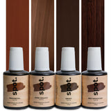 spot. Dark Brown Wood Stain Repair Kit, Brush-On Touch-Up Stain Bottles, Provincial, Dark Walnut, Ebony, Red Mahogany, Interior 