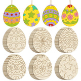 36PCS Wooden Easter Ornaments to Paint, 6 Styles DIY Blank Unfinished Wood Egg Cutouts Ornament for Crafts Hanging Decorations, 