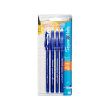 Paper Mate EraserMate Stick Ballpoint Pen, Medium Point, Blue Ink, 5Count