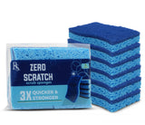 RSLIFE Blue Scrub Sponges Pack of 6 DualSided Kitchen Sponges for Cleaning Non Scratch for Dishes, Bathroom, Surfaces Dur