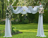 WARM HOME DESIGNS Wedding Arch Draping Fabric Bundle - 2 x 144 Inch (12 Feet) Scarves in Silver & White. AD White & Silver 144 