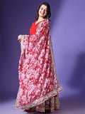 Wedani Georgette Embroidered Anarkali Dress For Women,Red,2XL,,,