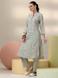 Libas Womens Printed Viscose Co-Ord Set For Women Blue Xs