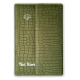 Brown Cloud Personalized Olive Green Croc Pattern Leather Cover Notebook/Diary/Journal With Magnetic Lock Customized Message/Quo