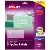 Avery Printable Shipping Labels with Sure Feed, 2 x 4 Customizable Stickers, Matte Clear, 250 Blank Mailing Labels, Great for Ma