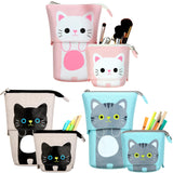 Outus 3 Pcs Standing Pencil Case Cute Stand up Pencil Pouch Telescopic Pen Holder Kawaii Stationery Pouch Makeup Cosmetics Bag f