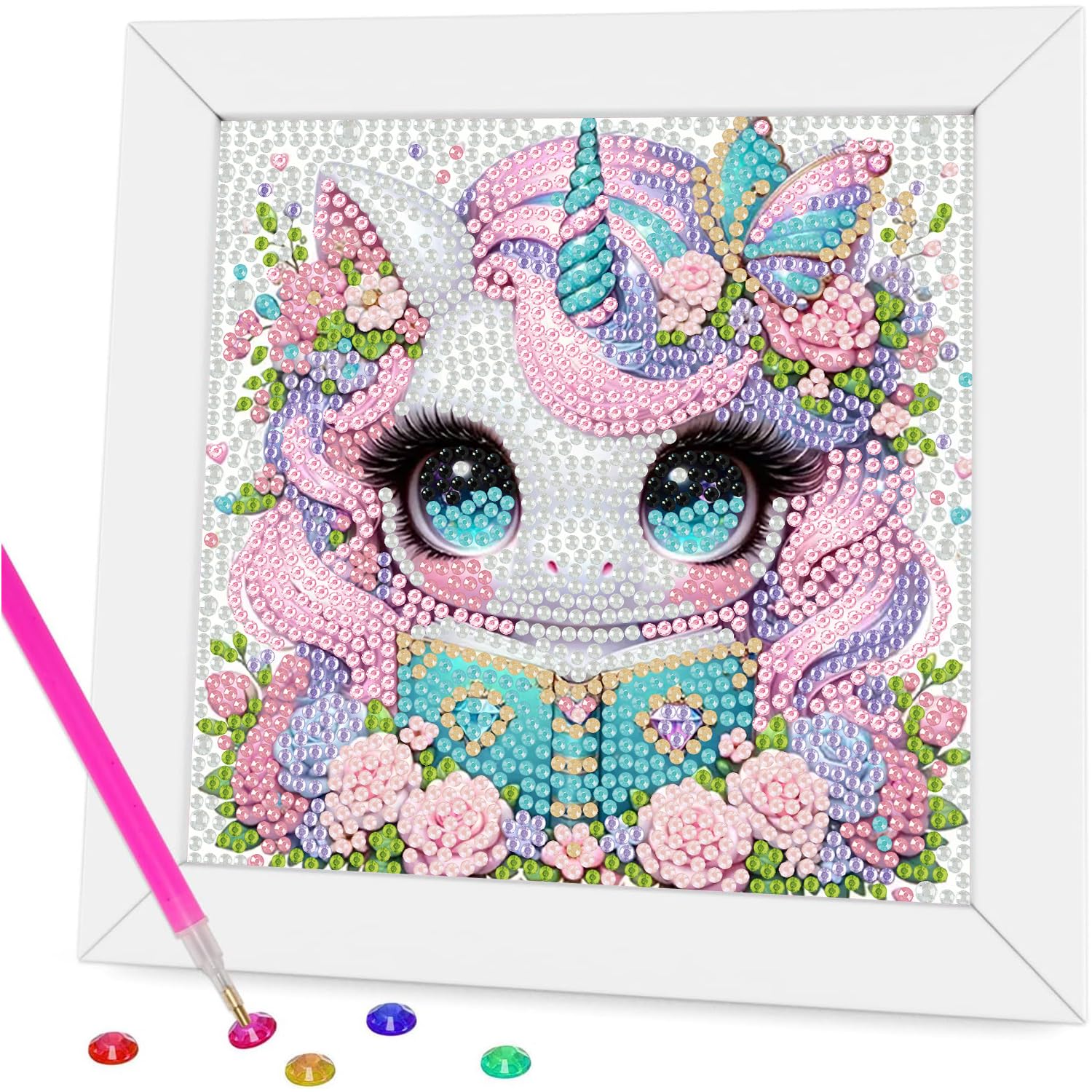 Aestalrcus Diamond Art for Kids with Frame, Diamond Art Painting Kits for Kids Ages 4-12, Easy Crystal Gem Art Kits for Kid Gift