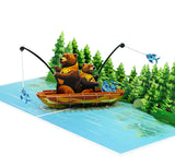 Pop Up Bears Fishing Pop Up Birthday Cards for Men, Happy Husband Birthday Card, 3D Gift Card for Him, Dad, Brother, Son, Boyfri