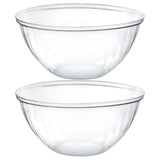 PLASTICPRO Disposable Round Crystal Clear Serving Bowls For Party Snack or Salad, Plastic Clear Chip Bowls, Candy Dish (2, 48 OU