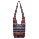Women Shoulder Handbags Fashion canvas Hippie Crossbody Bags Bohemian Animal Prints Hobo Bags (Rose red)