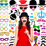 Gejoy 60 Pieces Photo Booth Props DIY Kit Graduation Funny Selfie Props Accessories for Wedding Prom Party Supplies Favors with 