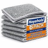 Non Scratch Wire Dish Cloth Pack of 6 | Reusable Stainless Steel Dishwashing Cloth for Non Stick Utensils | Multipurpose Kitchen