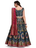 Purvaja Women'S Jacquard Semi-Stitched Lehenga Choli (Amayra-Rama_Rama_Free Size)