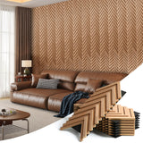 Wood Wall Panels for Wall Herringbone, 8PCS 23.6 x 11.8 (15.46ft) Acoustic Wall Panels, 3D Wall Accents for Interior Wall Decor,