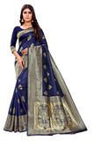 Sugathari Womens Banarasi Saree Pure Kanjivaram Silk Saree Soft New Ladies 2023 Design Wear Pattu Sarees Latest Cotton Party Sari Collections With Blouse Piece For Wedding Sadi (Pari 122 N Blue)