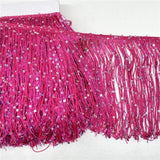 YYCRAFT 6 Hoogram Sequin Chainette Tassel Fringe Trim by The Yard Garland Dance Costume Trimming Party Decoration(5 Yards,Hot Pi