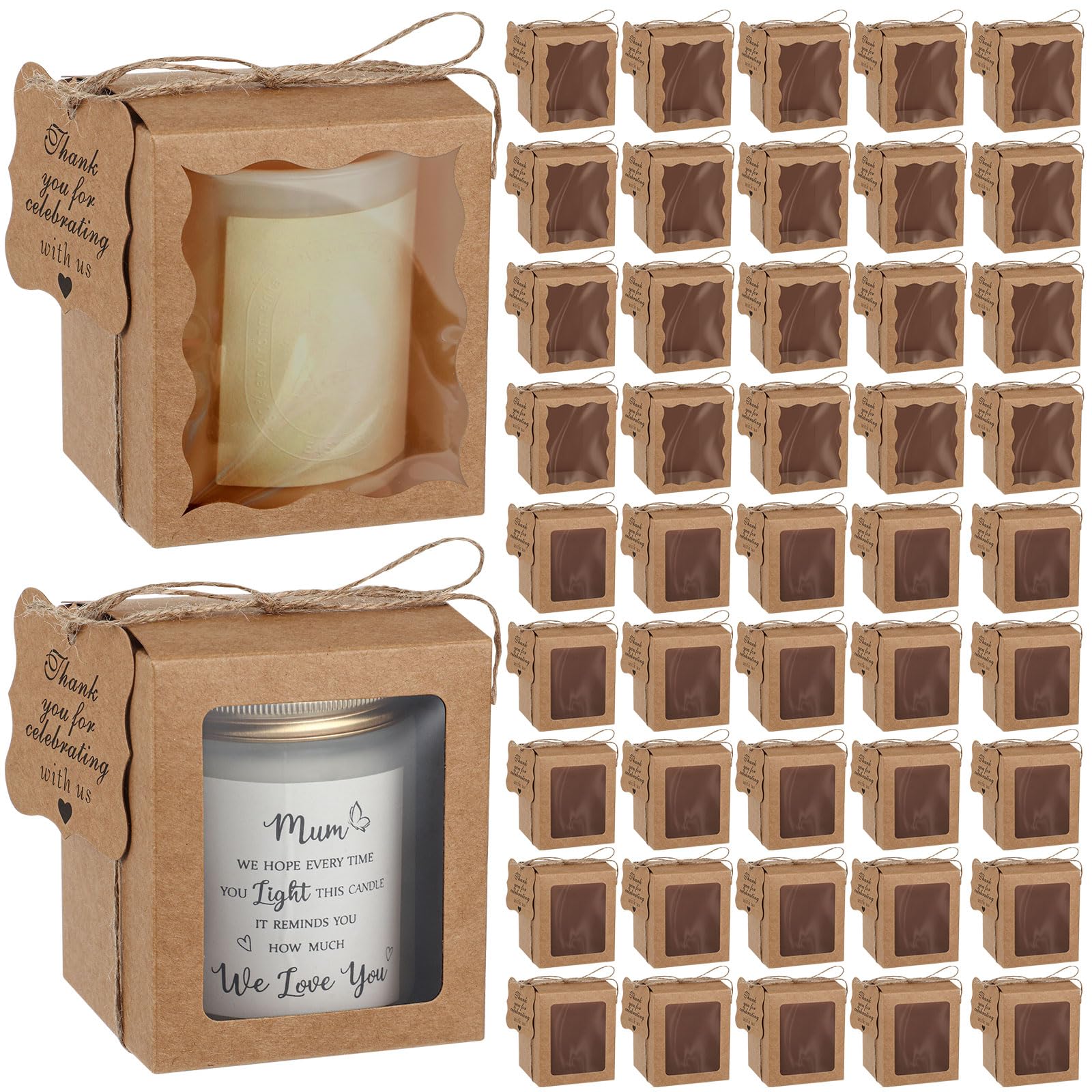 ReliThick 100 Set Candles Gift Boxes Include 100 Pcs Transparent Candles Packaging Box 3.35x3.35x3.94 in for 10oz Candle Jar 100