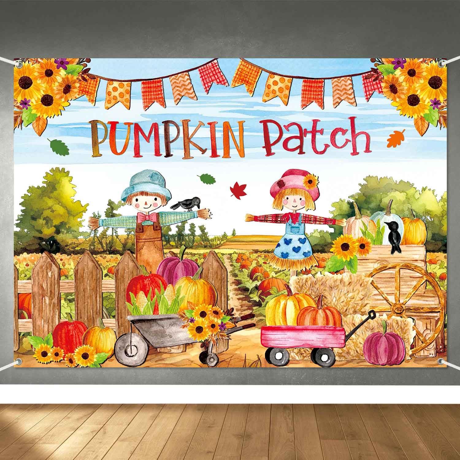 LDWLYW 7x5ft Fall Pumpkin Patch Backdrop Banner Fall Thanksgiving Party Decorations Large Autumn Harvest Farm Pumpkin Photograph