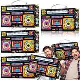 Fuyoooo 4 Pcs 80s 90s Party Favor Boxes 16 x 10 In Large Cassette Player Party Treat Boxes Boom Cassette Tape Hip Hop Decor for 